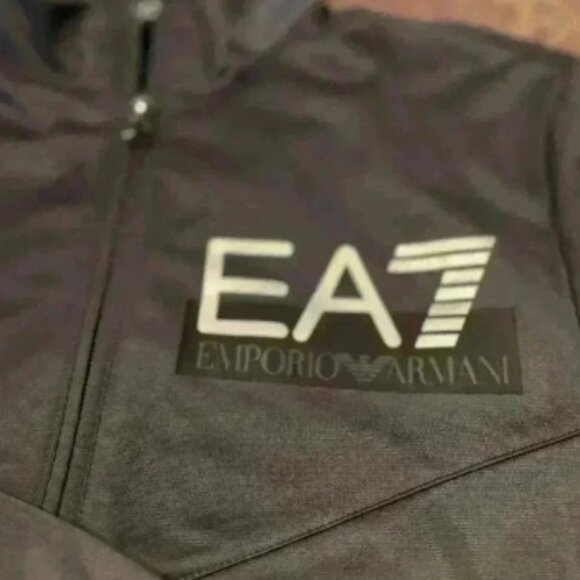 EA7 Large Silver Logo Tracksuit Top in night blue. Boasting a funnel neck as wel - Picture 2 of 5